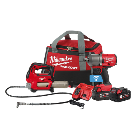 Milwaukee M18 FUEL Cordless Grease Gun & Impact Wrench 3/4in 18V 5Ah