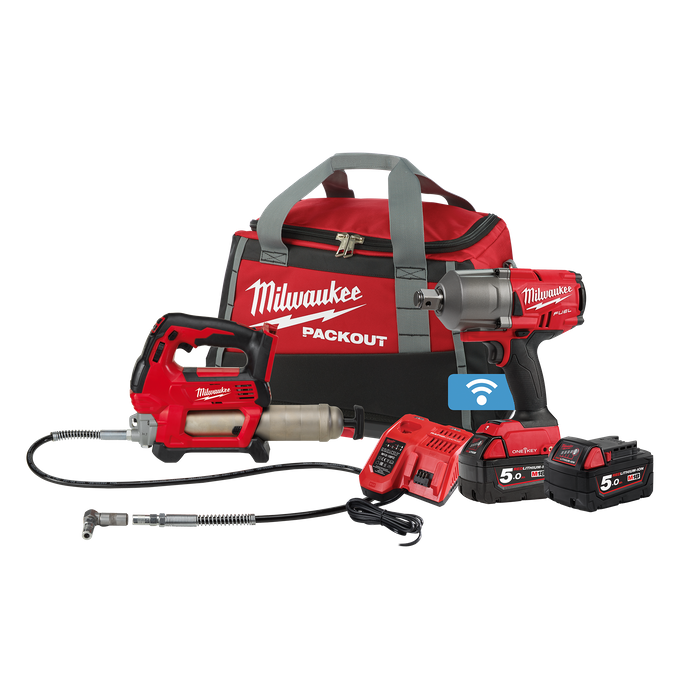 Milwaukee M18 FUEL Cordless Grease Gun Impact Wrench 3 4in