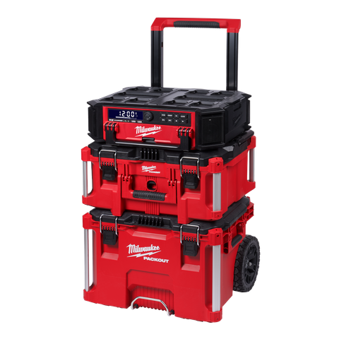 Milwaukee PACKOUT Rolling Tool Box Set 2pc with PACKOUT Radio