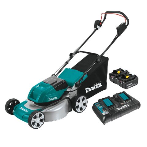 Makita Cordless Lawn Mower 460mm/18in 36v (2x18v) 5Ah