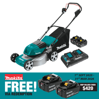 Makita LXT Cordless Lawn Mower 460mm/18in 36V (2x18V) 5Ah