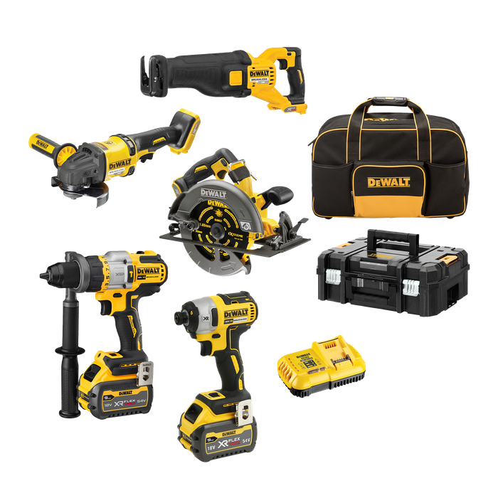 Buy DeWalt FLEXVOLT Cordless Brushless 5pc Kit 18 54V 9Ah online in New Zealand The ToolShed