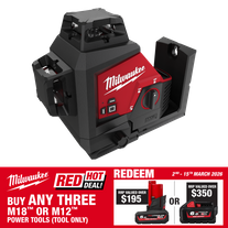 Milwaukee M12 Cross Line Laser 3x 360deg 3 Plane Green Beam 12v - Bare Tool