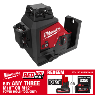 Milwaukee M12 Cross Line Laser 3x 360deg 3 Plane Green Beam 12v - Bare Tool