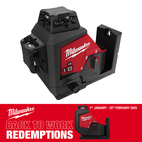 Milwaukee M12 Cross Line Laser 3x 360deg 3 Plane Green Beam 12v - Bare Tool