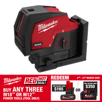 Milwaukee M12 Cross Line Laser with Plumb Green Beam 12V - Bare Tool