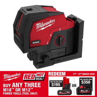 Milwaukee M12 Cross Line Laser with Plumb Green Beam 12V - Bare Tool