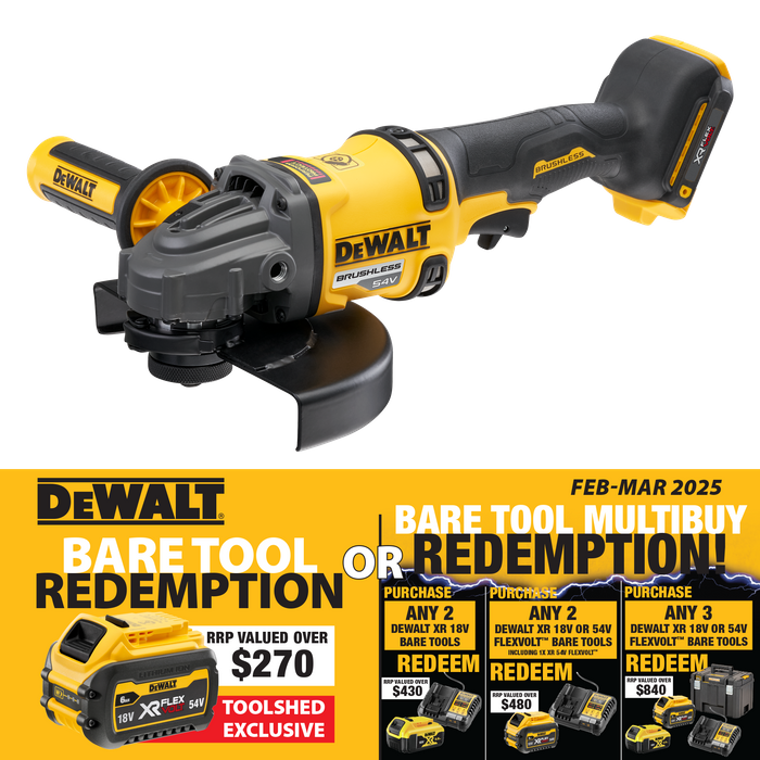 Buy DeWalt FLEXVOLT Cordless Angle Grinder Brushless 180mm 54V Bare Tool online in New Zealand The ToolShed