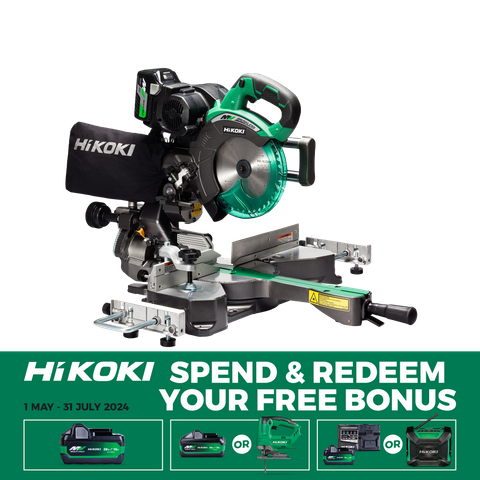 HiKOKI Cordless Mitre Saw Compound Sliding Premium 185mm 36v Kit
