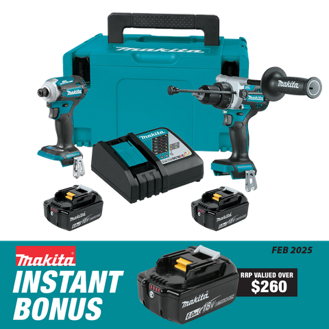 Makita LXT Cordless Hammer Drill and Impact Driver Kit 18V 6Ah