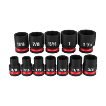Milwaukee Shockwave Impact Socket Set 1/2in Dr SAE 12pc