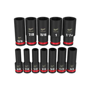 Milwaukee Shockwave Deep Impact Socket Set 1/2in Dr SAE 12pc