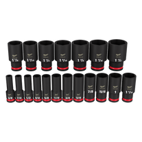 Milwaukee Shockwave Deep Impact Socket Set 1/2in Dr SAE 19pc