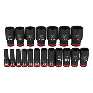 Milwaukee Shockwave Deep Impact Socket Set 1/2in Dr SAE 19pc