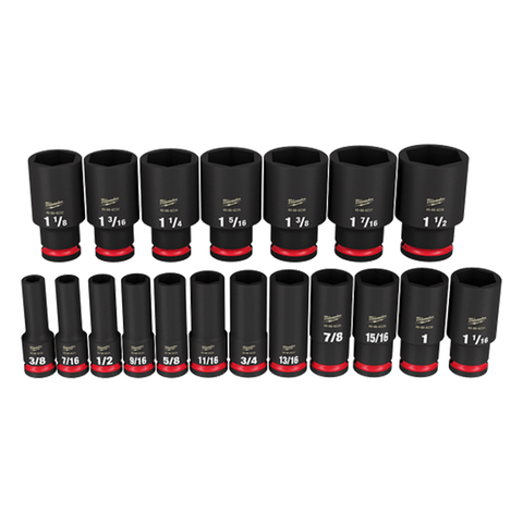 Milwaukee Shockwave Deep Impact Socket Set 1/2in Dr SAE 19pc