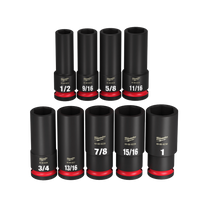 Milwaukee Shockwave Deep Impact Socket Set 1/2in Dr SAE 9pc on Rail