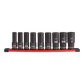 Milwaukee Shockwave Deep Impact Socket Set 1/2in Dr SAE 9pc on Rail