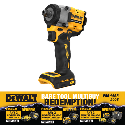 DeWalt Cordless Impact Wrench Brushless Compact 1/2in Pin 18V - Bare Tool