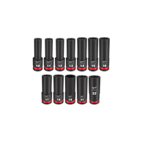 Milwaukee SHOCKWAVE Impact Socket Set 1/2in Dr Metric Deep 12pc