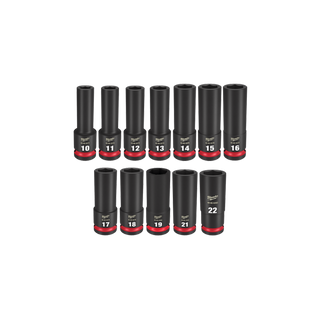 Milwaukee SHOCKWAVE Impact Socket Set 1/2in Dr Metric Deep 12pc