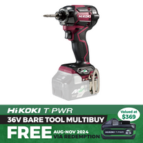 HiKOKI Cordless Impact Driver Triple Hammer 215Nm Flare Red 36v - Bare Tool