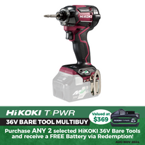 HiKOKI Cordless Impact Driver Triple Hammer 215Nm Flare Red 36v - Bare Tool