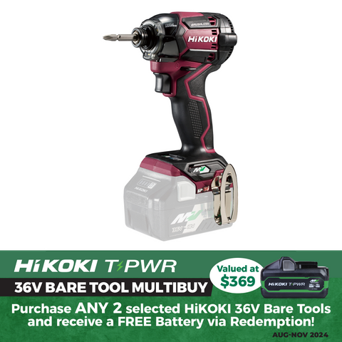 HiKOKI Cordless Impact Driver Triple Hammer 215Nm Flare Red 36v - Bare Tool