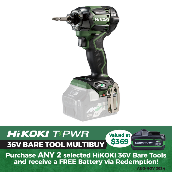 Buy HiKOKI Cordless Impact Driver Triple Hammer 215Nm Forest Green 36v Bare Tool online in New Zealand The ToolShed