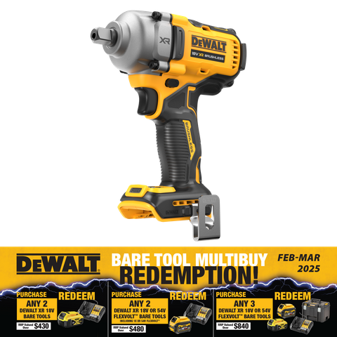 DeWalt Cordless Impact Wrench Mid Torque Brushless Pin 812Nm 18V - Bare Tool