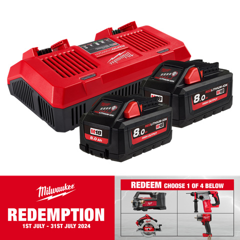 Milwaukee M18 High Output Starter Pack Dual Charger 18v 8Ah