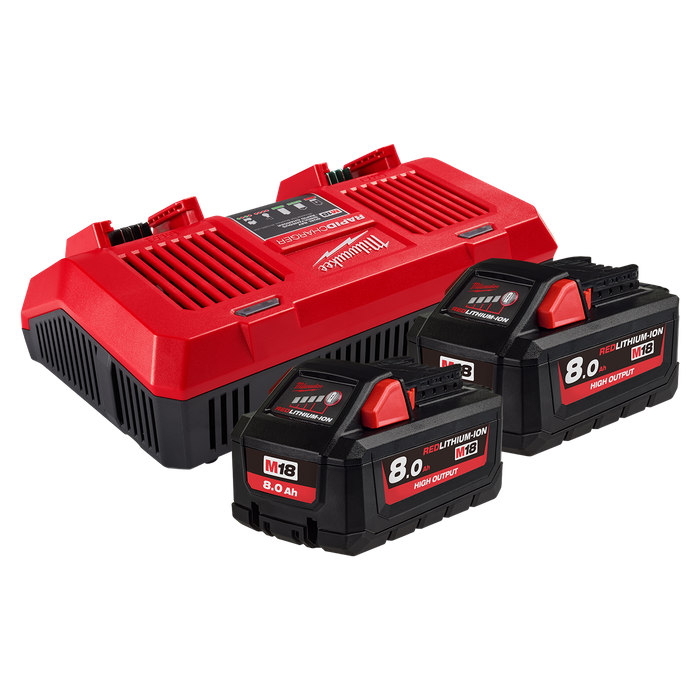 Buy Milwaukee M18 High Output Starter Pack Dual Charger 18V 8Ah online in New Zealand The ToolShed