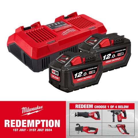 Milwaukee M18 High Output Starter Pack Dual Charger 18V 12Ah