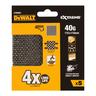 DeWalt Extreme Abrasive Mesh 1/4 Sheet 40 Grit 5Pk