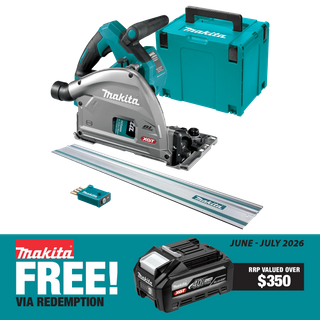 Makita XGT Cordless Plunge Saw 165mm 40V - Bare Tool with 1.4m Rail