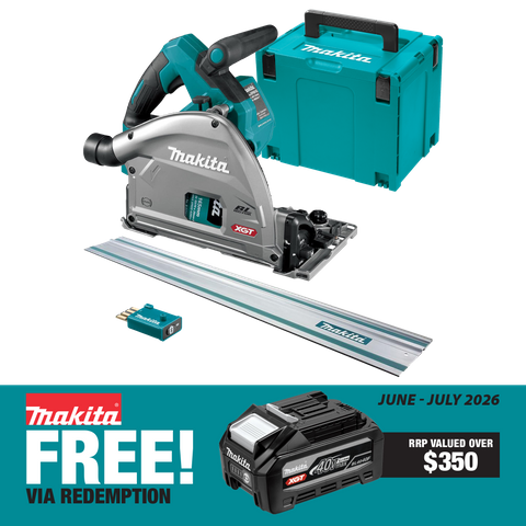 Makita XGT Cordless Plunge Saw 165mm 40V - Bare Tool with 1.4m Rail