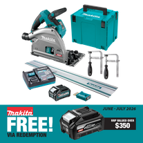 Makita XGT Cordless Plunge Saw 165mm 40v 4Ah with 1.4m Rail and Clamps