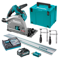 Makita XGT Cordless Plunge Saw 165mm 40v 4Ah with 1.4m Rail and Clamps