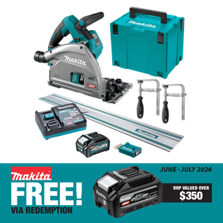 Makita XGT Cordless Plunge Saw 165mm 40v 4Ah with 1.4m Rail and Clamps