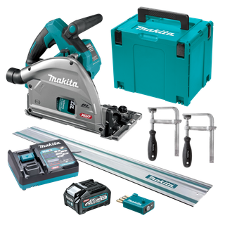 Buy Makita XGT Cordless Plunge Saw 165mm 40v 4Ah with 1.4m Rail and Clamps online in New Zealand The ToolShed