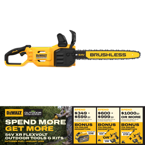 DeWalt Cordless Chainsaw Brushless 45cm/18in 54V - Bare Tool