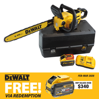 DEWALT FLEXVOLT Cordless Chainsaw Brushless 45cm/18in 54V 9Ah with Case