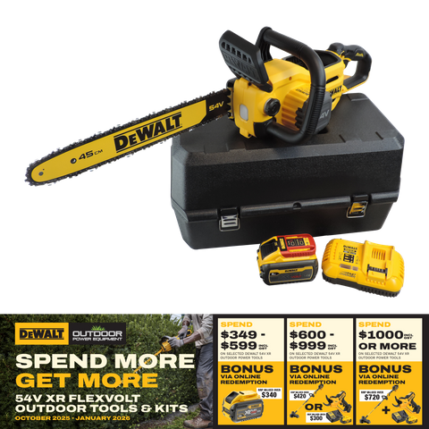 DeWalt Cordless Chainsaw Brushless 45cm/18in 54V 9Ah with Case