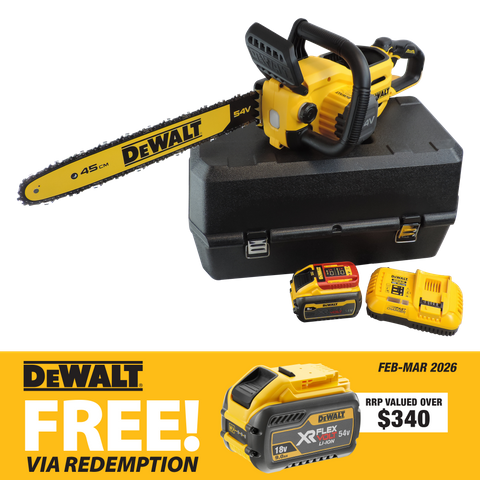 DEWALT FLEXVOLT Cordless Chainsaw Brushless 45cm/18in 54V 9Ah with Case