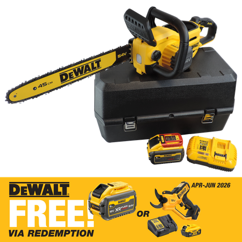 DEWALT FLEXVOLT Cordless Chainsaw Brushless 45cm/18in 54V 9Ah with Case