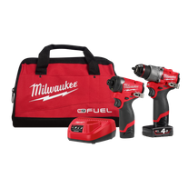 Milwaukee M12 FUEL Cordless Hammer Drill & Impact Driver 2A2 12V 4Ah/2Ah