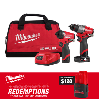 Milwaukee M12 FUEL Cordless Hammer Drill & Impact Driver 2A2 12V 4Ah/2Ah