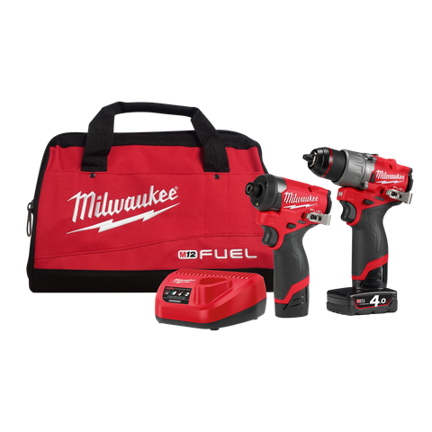 Milwaukee M12 FUEL Cordless Hammer Drill & Impact Driver 2A2 12V 4Ah/2Ah