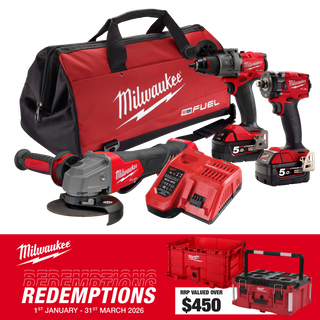 Milwaukee M18 FUEL Cordless Power Pack Brushless 3pc Kit 3B3 18V 5Ah