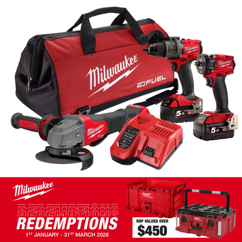 Milwaukee M18 FUEL Cordless Power Pack Brushless 3pc Kit 3B3 18V 5Ah