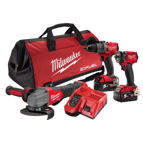 Milwaukee M18 FUEL Cordless Power Pack Brushless 3pc Kit 3B3 18V 5Ah